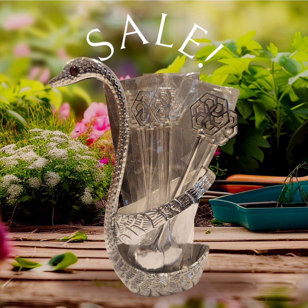 Elegant Swan Base Dessert Spoon and fork set
